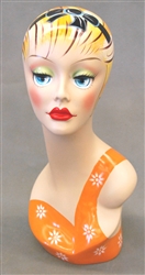 Vintage Painted Female Display Head.