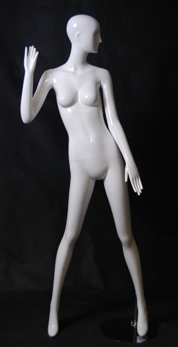 Female Mannequin in Glossy White with an Abstract Head from www.zingdisplay.com