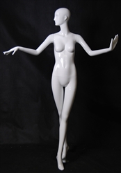 Glossy White Female Mannequin with Abstract Head