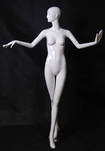 Glossy White Female Mannequin with Abstract Head