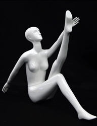 Yoga Mannequin Female in Glossy White made of Fiberglass