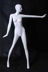 Glossy White Female Mannequin in Sassy Pose with Abstract Head from www.zingdisplay.com