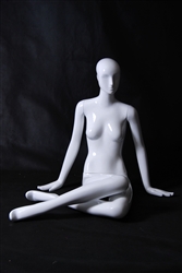 Glossy White Female Mannequin in Seated Pose from www.zingdisplay.com