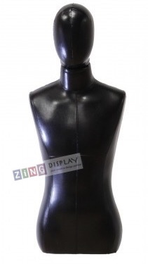 Black Male 1/2 Torso Display Form with Removable Head