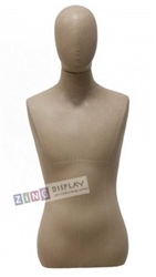Tan/Beige Linen Male 1/2 Torso Display Form with Removable Head