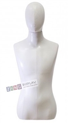 White Male 1/2 Torso Display Form with Removable Head