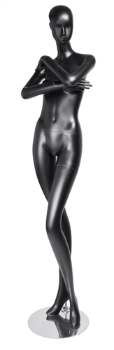 Matte Black Abstract Vogue Female Mannequin - Arms Crossed