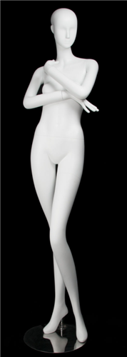 Matte White Abstract Vogue Female Mannequin - Arms Crossed
