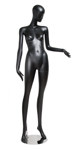 Matte Black Abstract Vogue Female Mannequin - Left Arm Bent Out