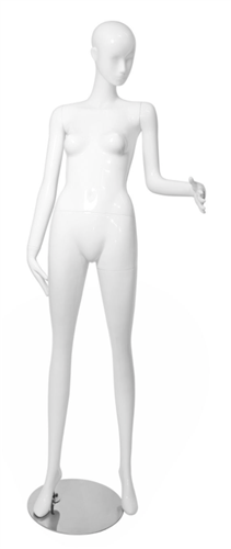 Matte White Abstract Vogue Female Mannequin - Left Arm Bent Out