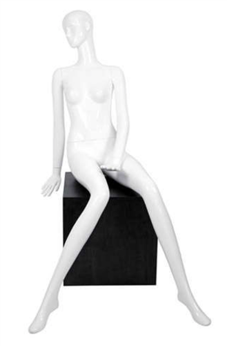 Glossy White Seated Vogue Female Mannequin