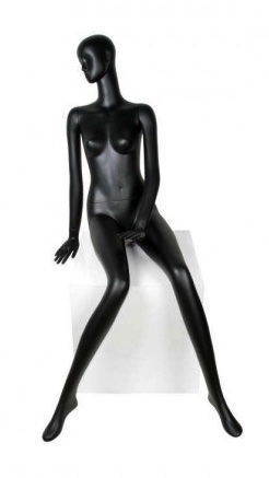 Matte Black Seated Vogue Female Mannequin