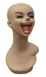Laughing Giant Smile Realistic Female Display Head - With Makeup