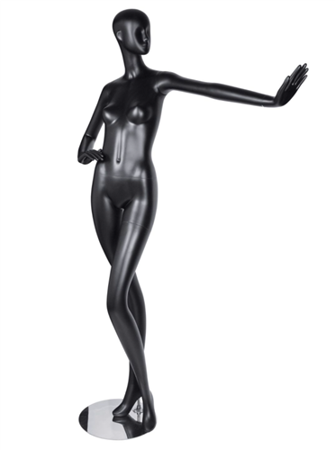 Matte Black Abstract Vogue Female Mannequin - Hand Out Stop Pose