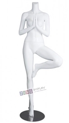 Female Yoga Mannequin Matte White Tree Pose Headless Changeable Heads