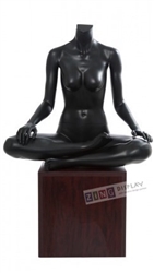 Female Yoga Mannequin Matte Black Ohm Pose Headless Changeable Heads