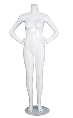 Female Brazilian Mannequin Glossy White Headless Changeable Heads