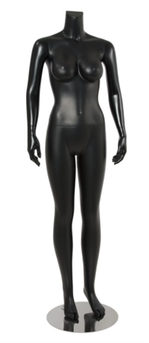 Female Brazilian Mannequin Matte Black Headless Changeable Heads