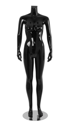 Female Brazilian Mannequin Glossy Black Headless Changeable Heads