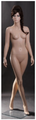 Standing Female Mannequin in a walking pose and Realistic Facial Features from www.zingdisplay.com