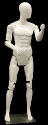 Male mannequin with movable elbows, hips and knees for maximum flexibility in your displays.