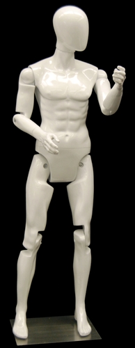 Male mannequin with movable elbows, hips and knees for maximum flexibility in your displays.