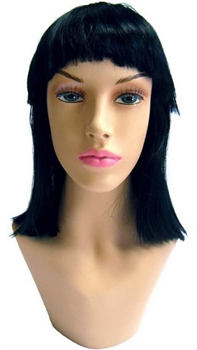 Long Black Wig with Strait Bangs for mannequin or head display