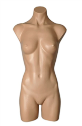 Armless Female 3/4 Torso Form in Tan Plastic
