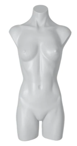 Armless Female 3/4 Torso Form in White Plastic