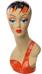 Full Painted Female Display Head. Nice counter top head display for jewelry, hats or wigs