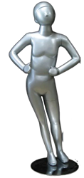 Silver Abstract Unisex Pre-Teen Child Mannequin - Hands on Hips
