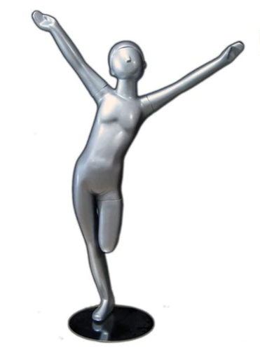 Silver Abstract Unisex Pre-Teen Child Mannequin - Arms Up