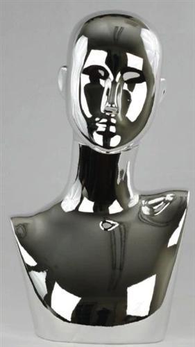 Silver Chrome Abstract Female Head Display