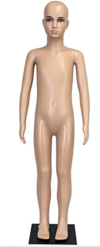 Unbreakable Child Mannequin in Tan with Realistic Facial Features.