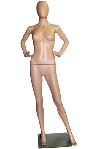 Female Egghead Mannequin in Unbreakable Fleshtone Plastic