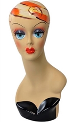 Painted Female Head Display w/ Blonde Hair.   Nice counter top head display for jewelry, hats or wigs