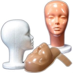 Styrofoam Head Display w/ Mask.   Nice counter top head display for jewelry, hats or wigs
