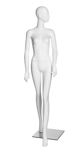 Matte White Abstract Female Egghead Mannequin - Looking Left - From ZingDisplay.com