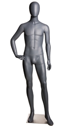 Matte Gray Male Egghead Mannequin Right Hand on Hip