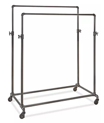 Pipe Clothing Rack - Double Rail - Gray Finish