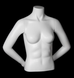 Matte White Female 1/2 Torso Mannequin with Arms