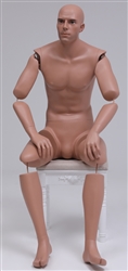 Petite Male Caucasian Sitting Mannequin with Moveable Elbow and Knees