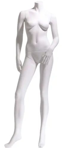 Highly styled, realistic mannequin with detailed features