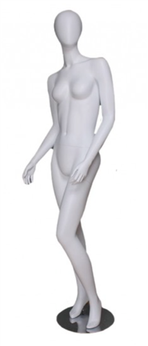 Egghead Matte White female mannequin with left leg bent