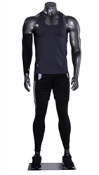 Athletic Headless Male Mannequin Glossy Gray