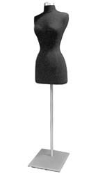 Female 3/4 Torso Jersey Form with Metal Flat Base - Black
