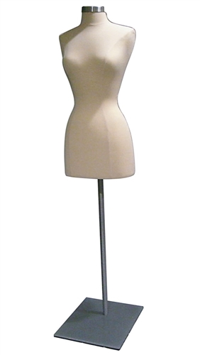 Female 3/4 Torso Jersey Form with Metal Flat Base