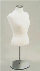 White Fabric Jersey Half Female Display Form with Metal Base