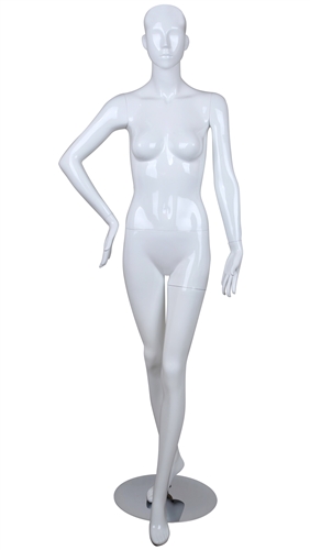 White Mannequin Abstract Head Female right hand on hip sassy pose