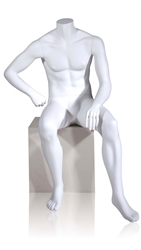White Seated Headless Male Mannequin